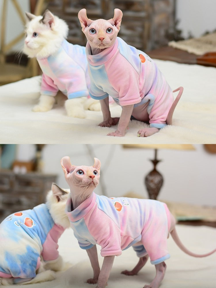 KFX-1349053 Silver Fox Velvet Tie-Dyed Four-Legged Jacket for Pets