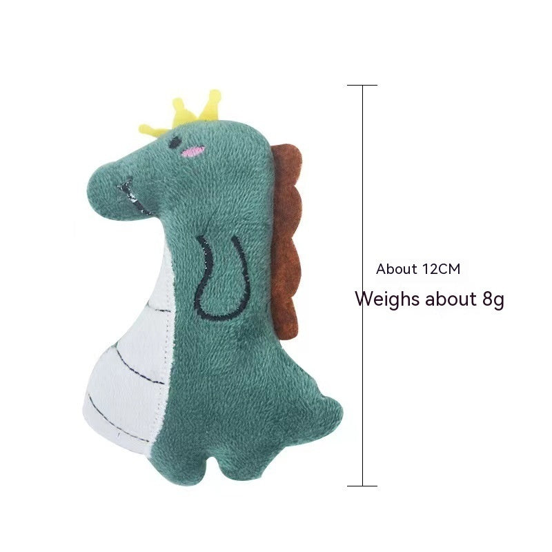 KFX-1353917 Bite-Resistant Catnip Plush Toy - Green Snake, Yellow Cockerel, Gray and Dark Green Dinosaurs, White Penguin