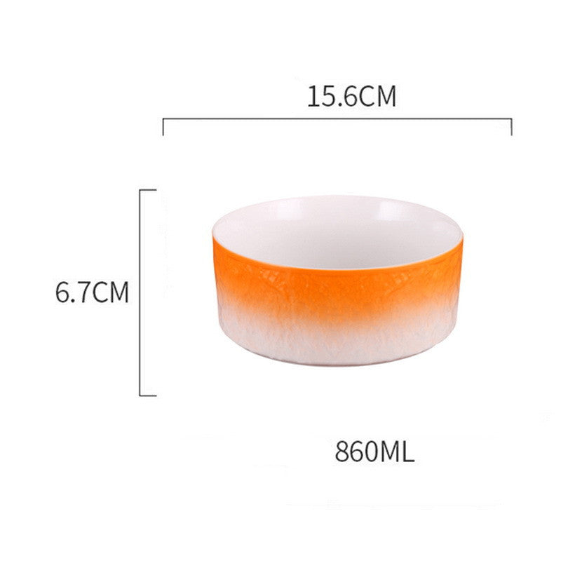 KFX-1354429 Ceramic Pet Bowl with Wooden Anti-Slip Base for Cats and Dogs - 860 ml, Easy to Clean