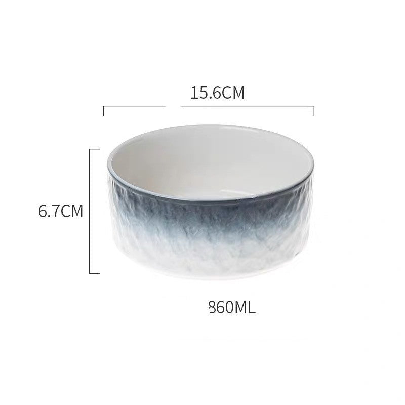 KFX-1354429 Ceramic Pet Bowl with Wooden Anti-Slip Base for Cats and Dogs - 860 ml, Easy to Clean