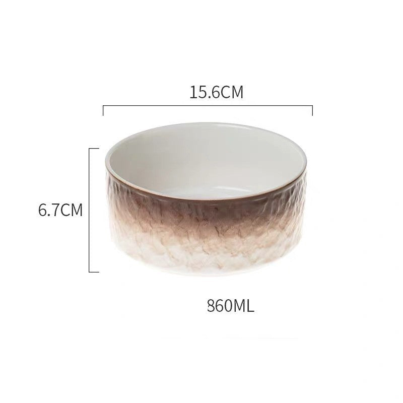 KFX-1354429 Ceramic Pet Bowl with Wooden Anti-Slip Base for Cats and Dogs - 860 ml, Easy to Clean