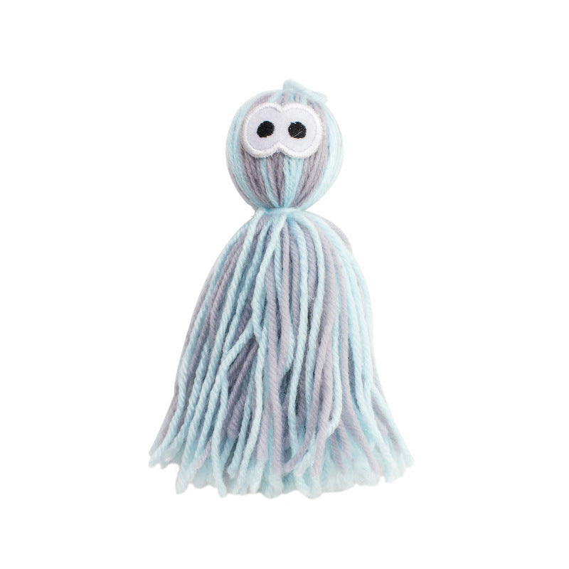 KFX-1357501 Bite Resistant Wool Ball Cat Toy with Hanging Feature for Interactive Play and Dental Care