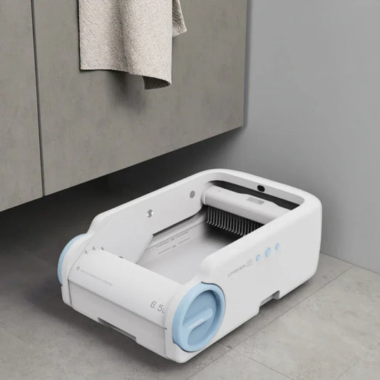 KFX-135763 Large Capacity Stainless Steel Cat Litter Box with Semi-Closed Design and Easy Clean Features