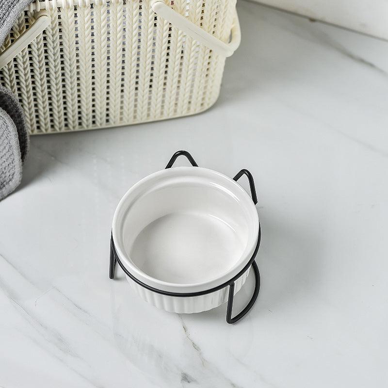 KFX-1360189 Sky Blue, Gorgeous Pink, Elegant White Ceramic Double or Single Bowl Pet Water Feeder with Bracket