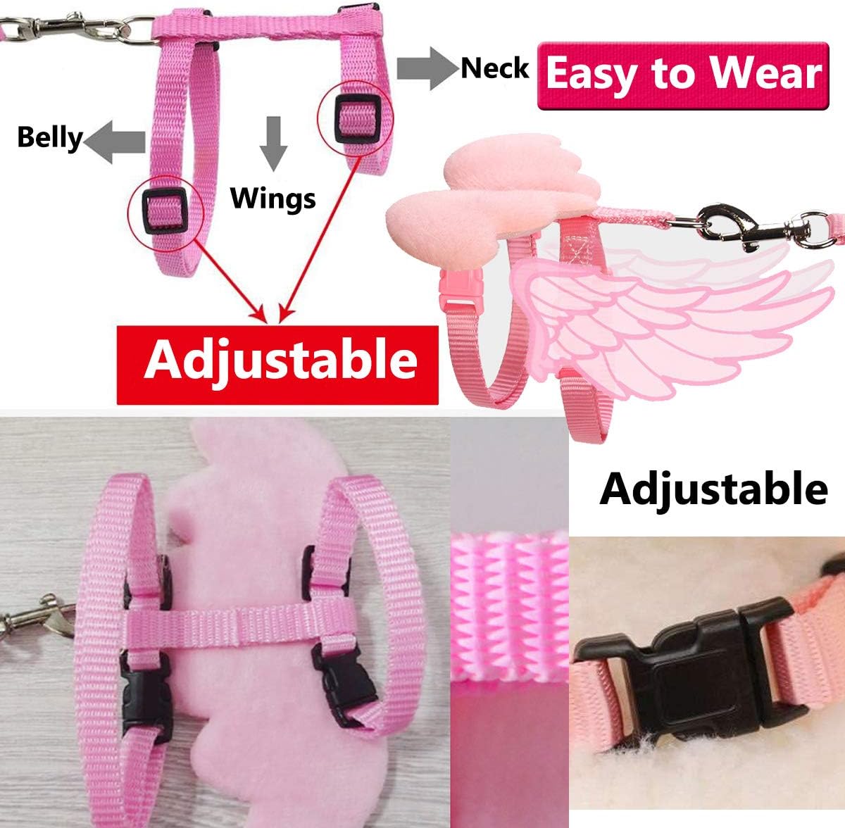 KFX-1361469 Adjustable Harness with Wings and Leash for Chickens, Ducks, Geese, Hens, and Small Pets