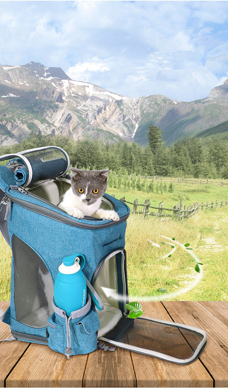 KFX-1362237 Folding Cat Carrier Bag - Durable Polyester, 33.7L Capacity, Medium to Hard Support
