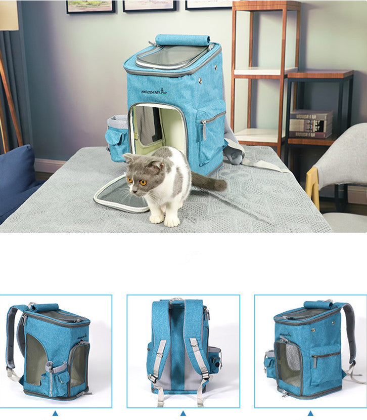 KFX-1362237 Folding Cat Carrier Bag - Durable Polyester, 33.7L Capacity, Medium to Hard Support