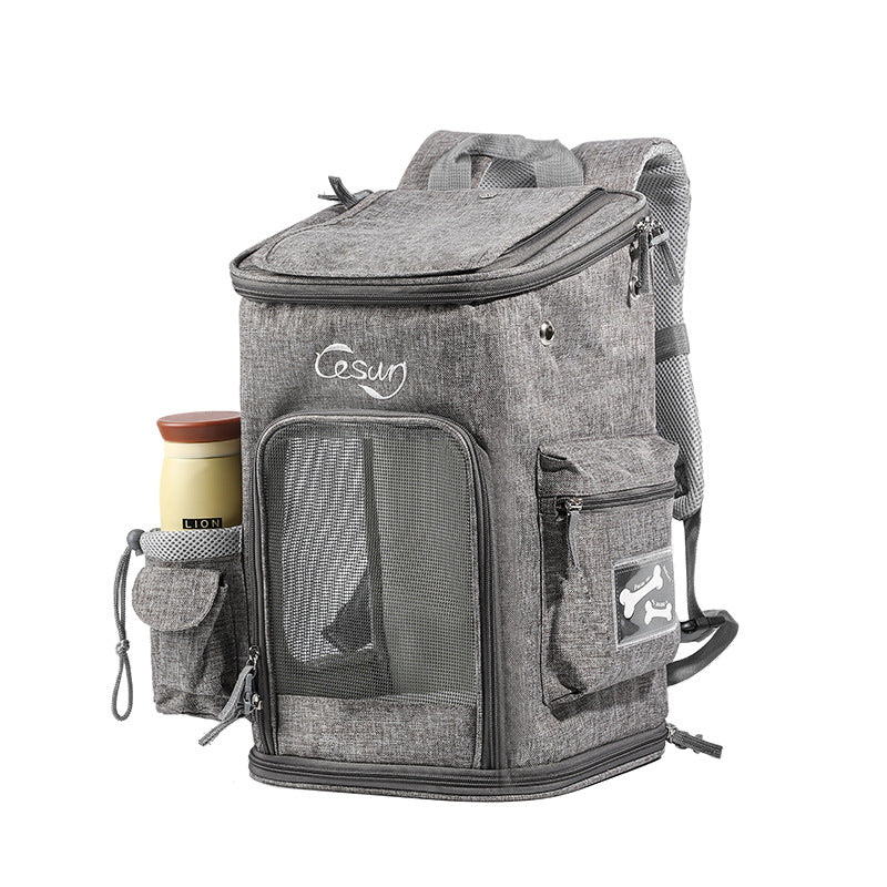 KFX-1362237 Folding Cat Carrier Bag - Durable Polyester, 33.7L Capacity, Medium to Hard Support
