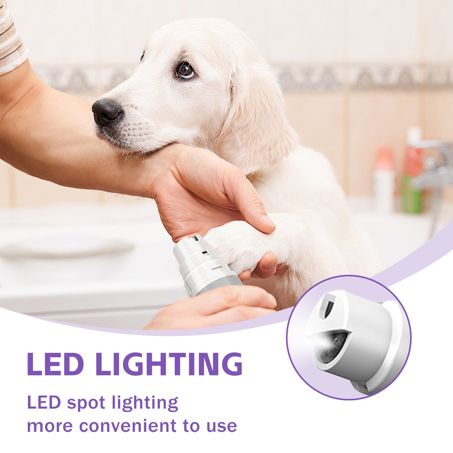 KFX-1363773 Rechargeable LED Dog & Cat Nail Clippers with Safety Guard and Quiet Operation