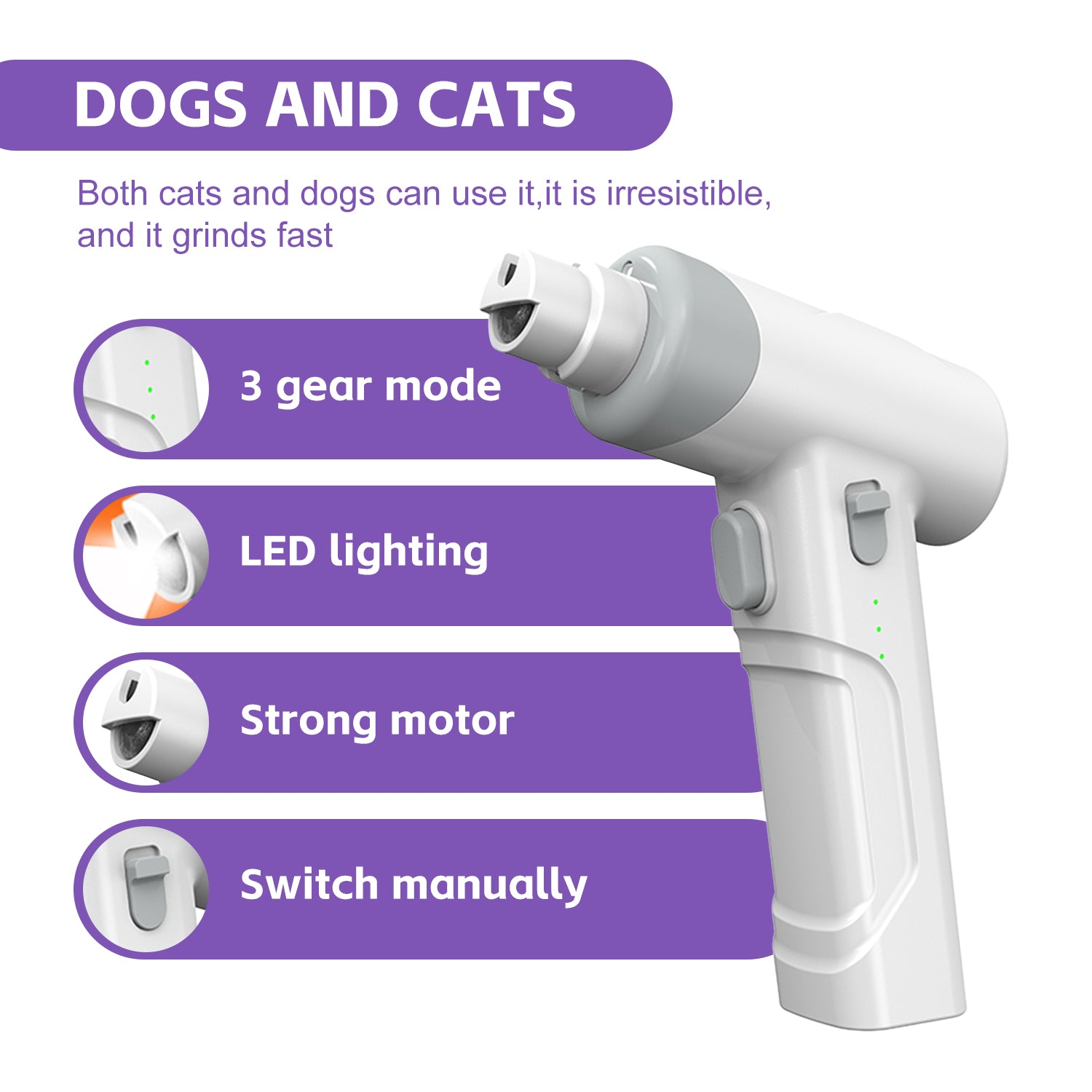 KFX-1363773 Rechargeable LED Dog & Cat Nail Clippers with Safety Guard and Quiet Operation