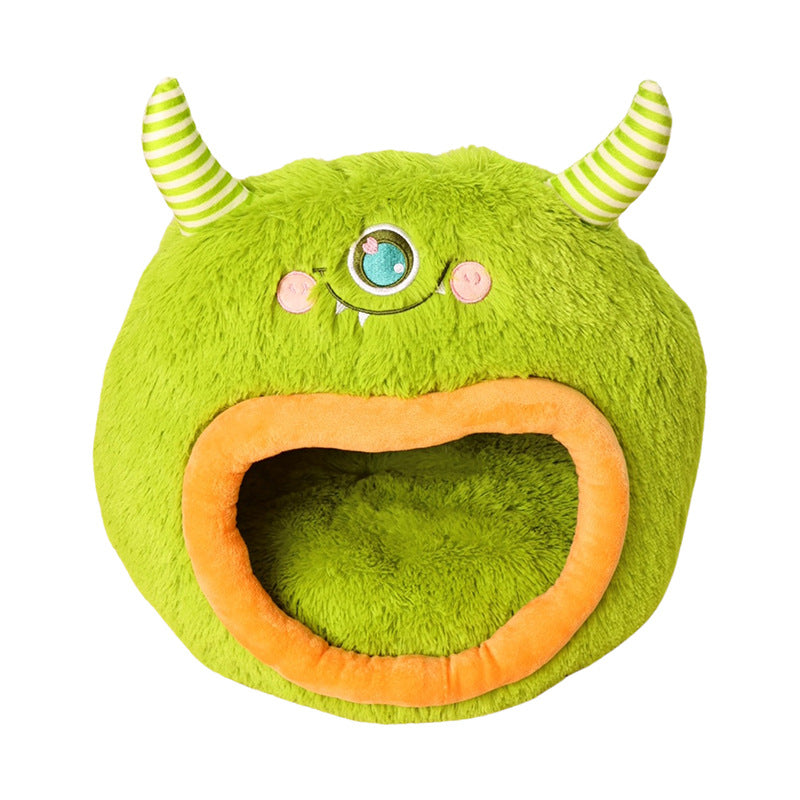 KFX-1364029 Cozy Fully Enclosed Cartoon Monster Pet Bed for Dogs and Cats - Soft and Warm for All Seasons