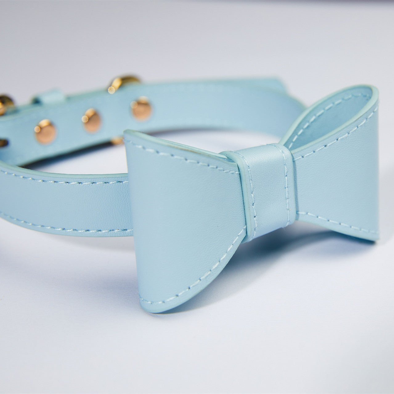 KFX-1365053 Cute Bow Collar and Leash Set for Pets - Fashionable Cotton Design in Blue and Pink