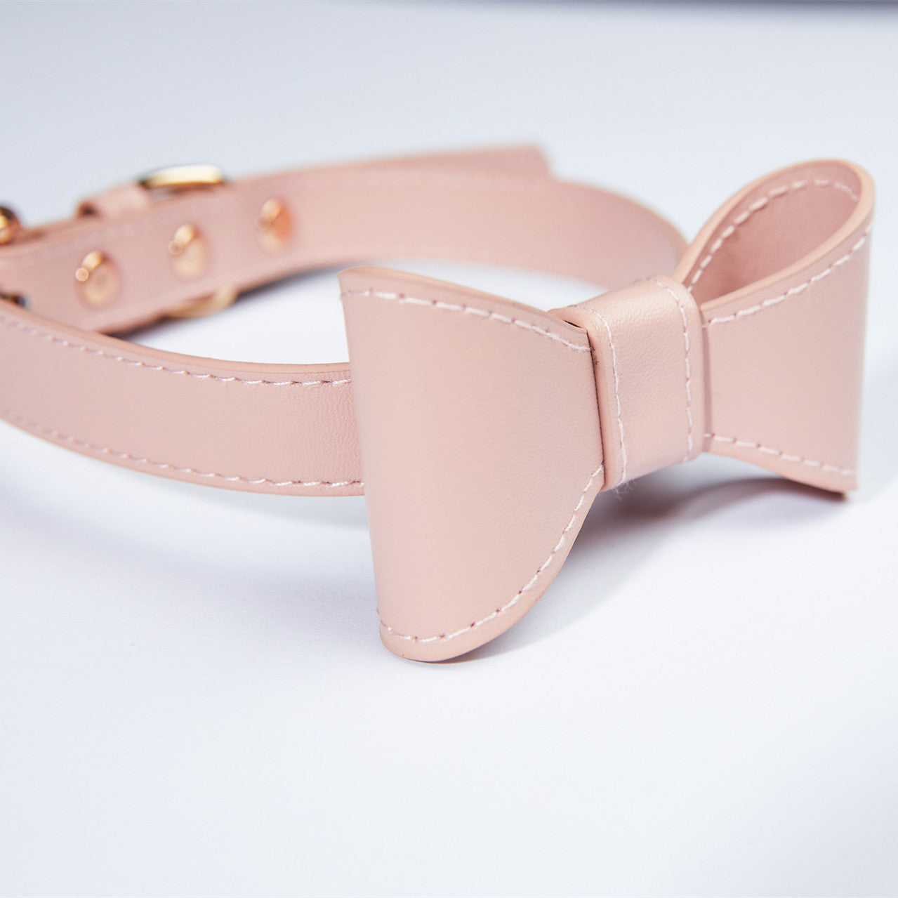 KFX-1365053 Cute Bow Collar and Leash Set for Pets - Fashionable Cotton Design in Blue and Pink