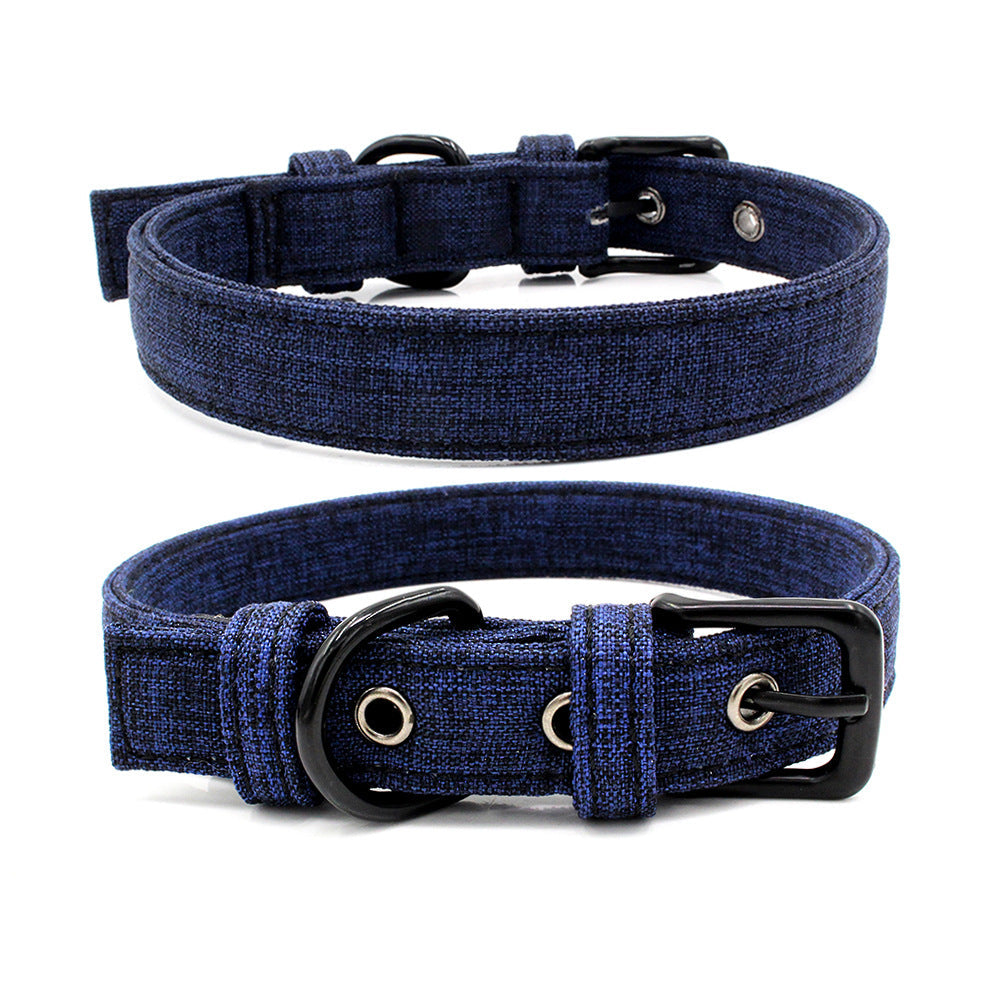 KFX-1365565 Colorful Double Layer Canvas Dog Collar with Traction Leash - Durable and Reflective