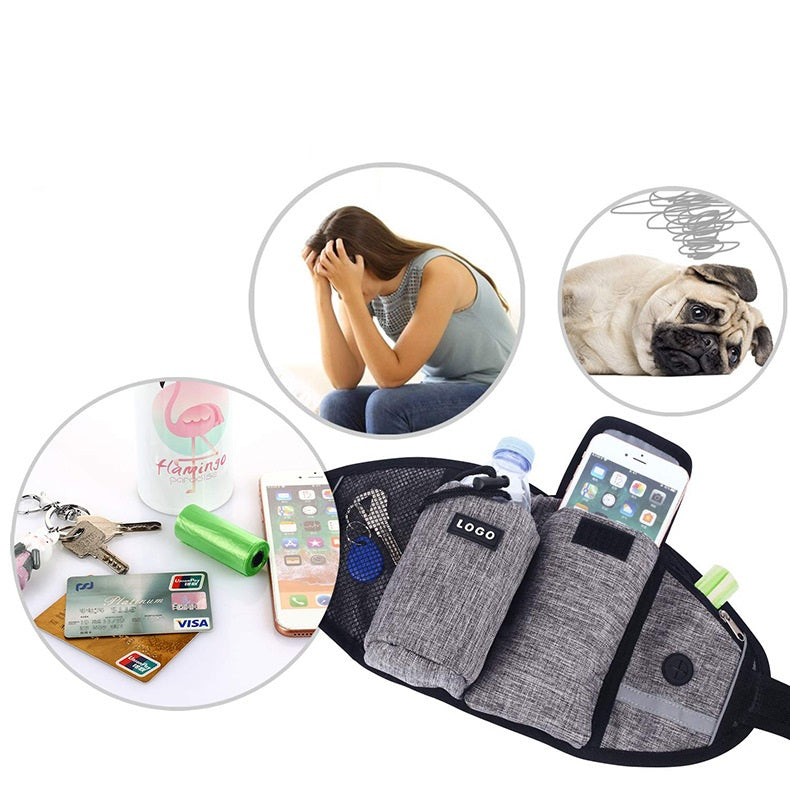 KFX-1367997 Hands-Free Dog Training Leash with Adjustable Waist Bag for Treats and Essentials