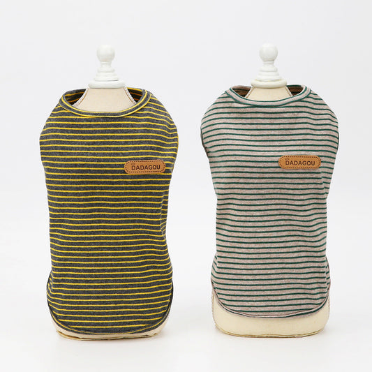 KFX-1368125 Thin Striped Cotton Vest for Dogs and Cats - Casual Pet Apparel