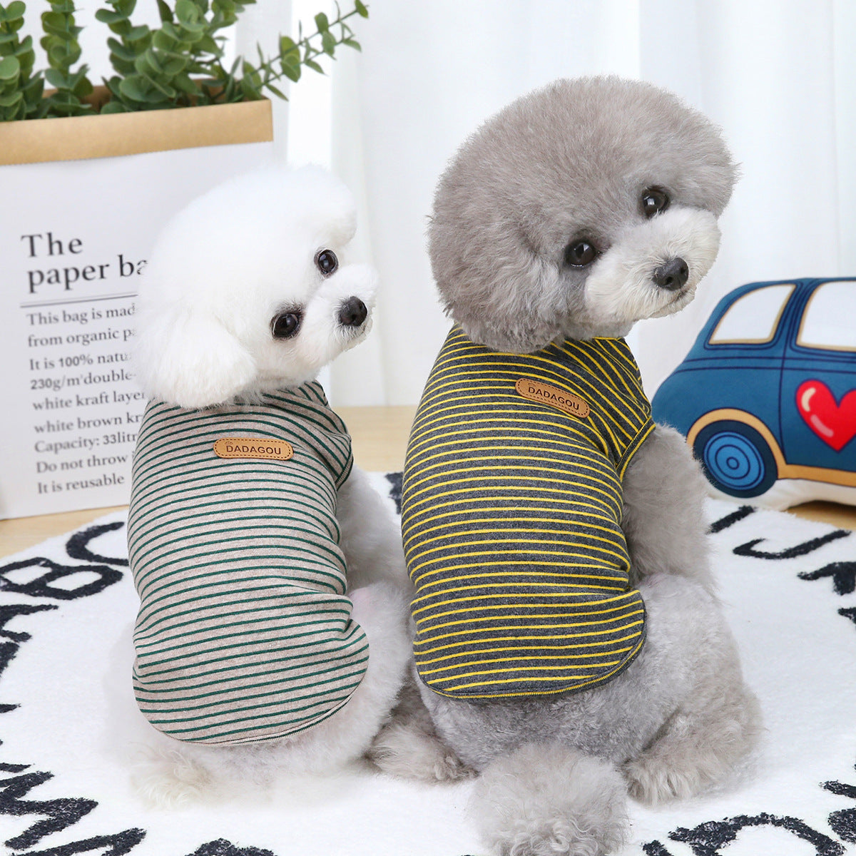 KFX-1368125 Thin Striped Cotton Vest for Dogs and Cats - Casual Pet Apparel