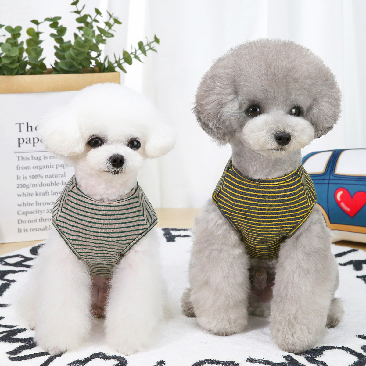KFX-1368125 Thin Striped Cotton Vest for Dogs and Cats - Casual Pet Apparel