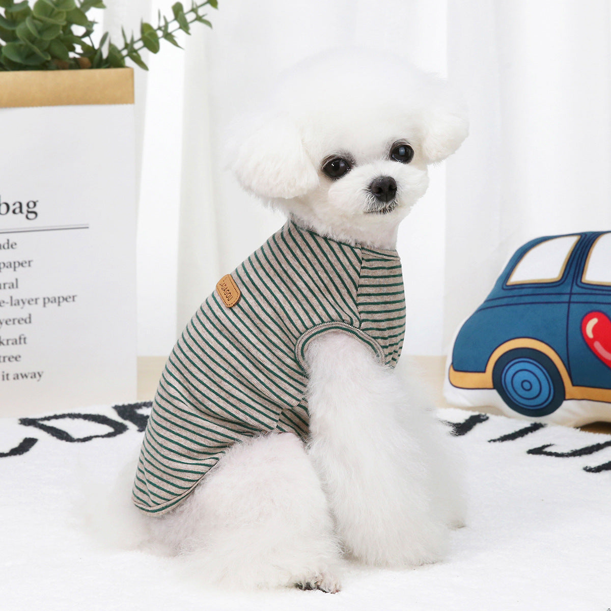 KFX-1368125 Thin Striped Cotton Vest for Dogs and Cats - Casual Pet Apparel