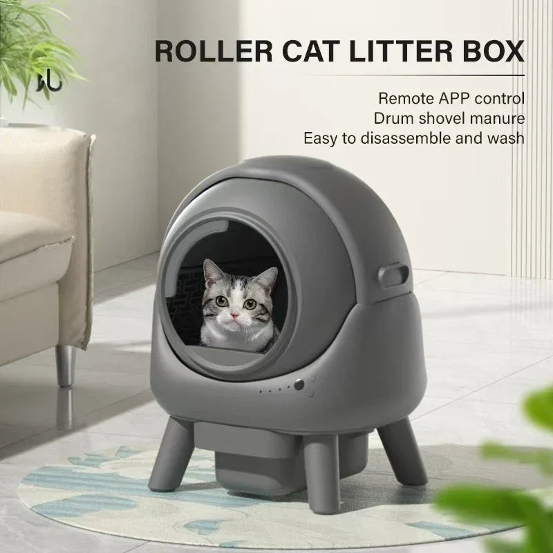 KFX-136915 Smart Automatic Cat Litter Box with 8L Capacity and Tuya App Control, Easy Clean for Short-Leg Cats