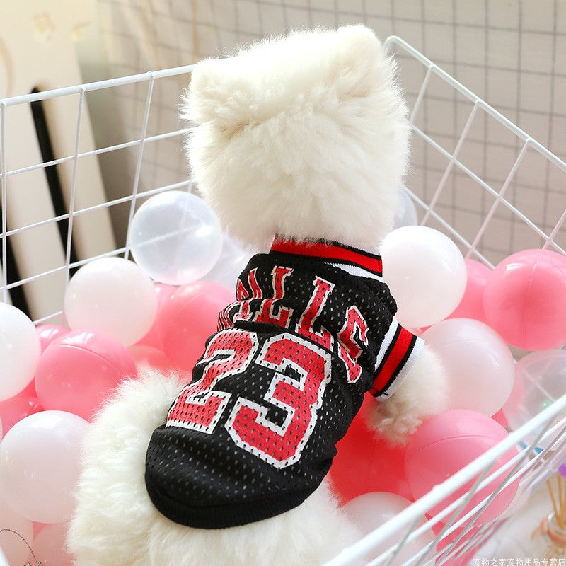KFX-1369917 Breathable Summer Vest for Dogs in Black and Red, Soft Polyester Fabric