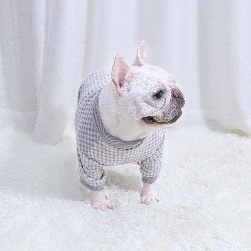 KFX-1370813 Plaid Plus Velvet Dog Sweater for Autumn and Winter in Orange, Gray, and Green