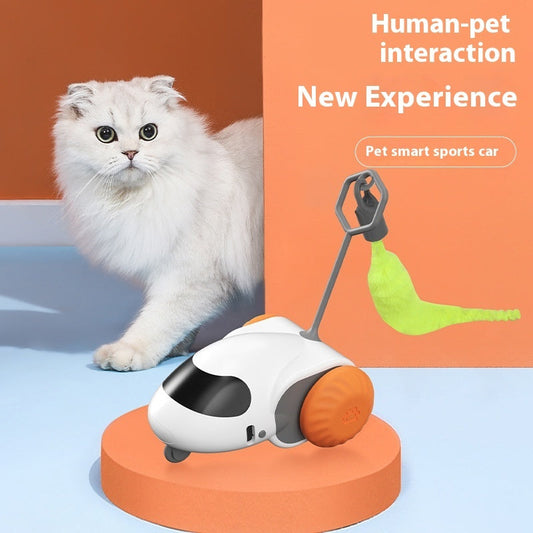 KFX-1372349 Smart Electric Cat Running Toy - Gravity-Defying Interactive Pet Car with USB Charging