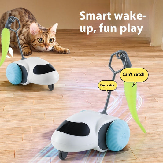 KFX-1372349 Smart Electric Cat Running Toy - Gravity-Defying Interactive Pet Car with USB Charging
