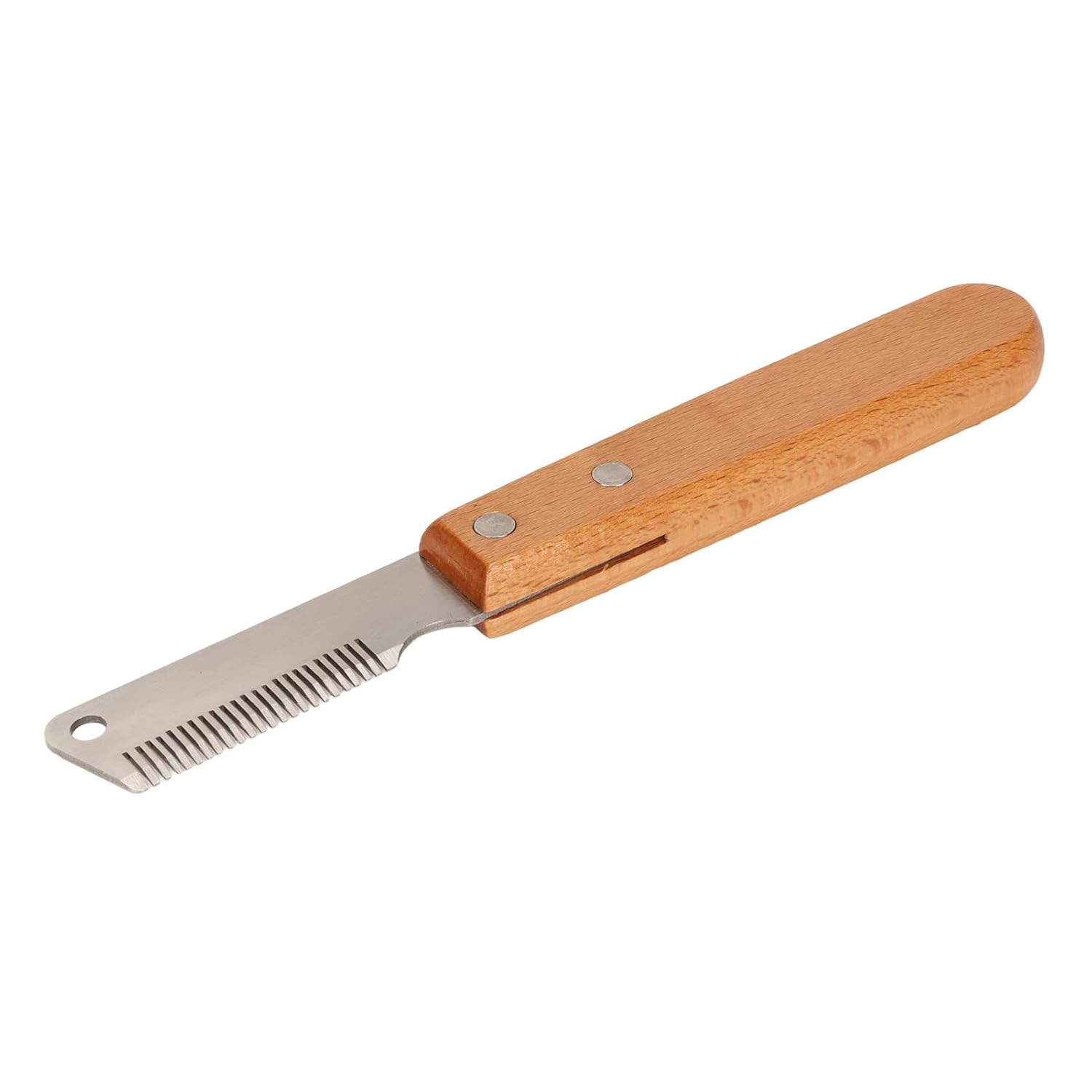 KFX-1372989 Dual-Sided Pet Stripping Comb for Dogs and Cats with Wooden Handle - Effective Grooming Tool for Long Hair Removal