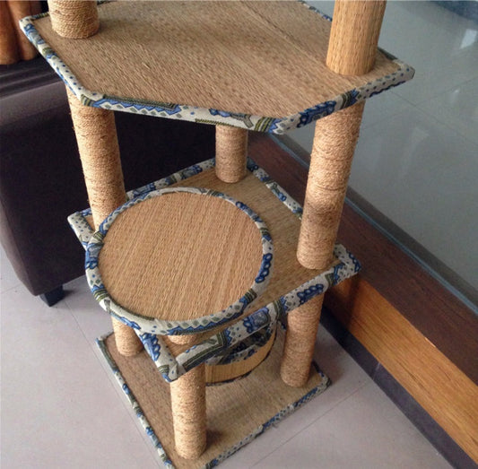 KFX-1374781 Cat-Friendly Straw Scratch Board and Climbing Frame for Active Play
