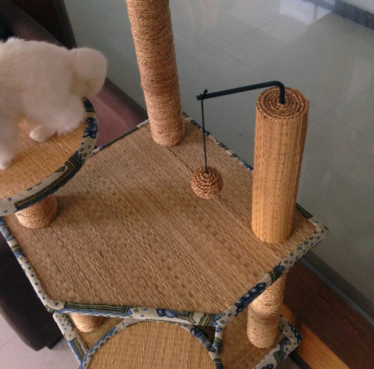 KFX-1374781 Cat-Friendly Straw Scratch Board and Climbing Frame for Active Play