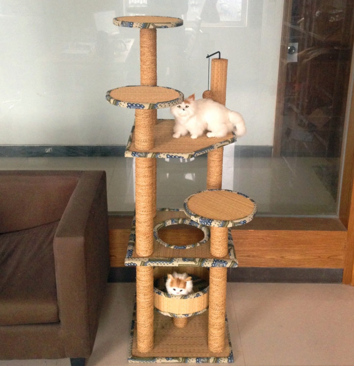 KFX-1374781 Cat-Friendly Straw Scratch Board and Climbing Frame for Active Play