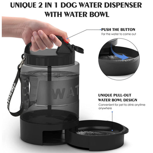KFX-1377341 2.2L Large Capacity Black Dog Water Bottle for Outdoor Use