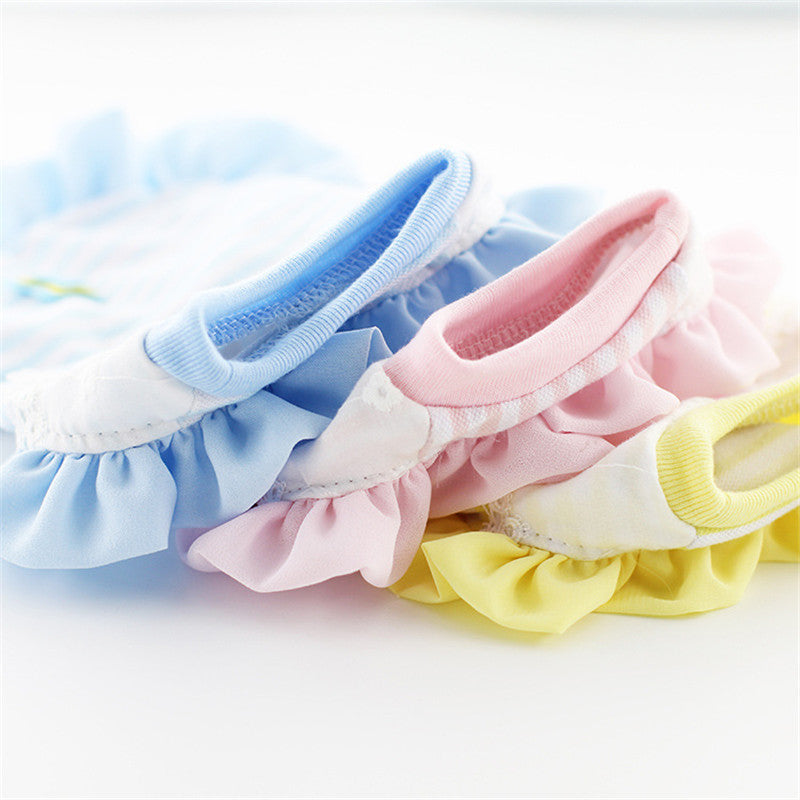 KFX-1377853 Cartoon Striped Princess Skirt for Pets - Available in Blue, Yellow, Pink, Sizes XS to XL