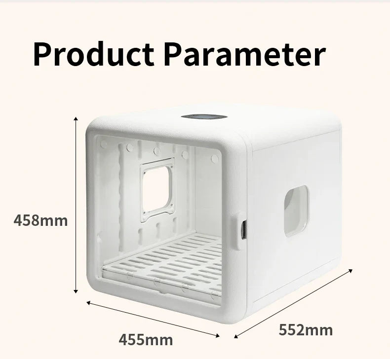 KFX-137875 Silent Eco-Friendly Pet Dryer Box for Small Animals - Rechargeable ABS+PE Material
