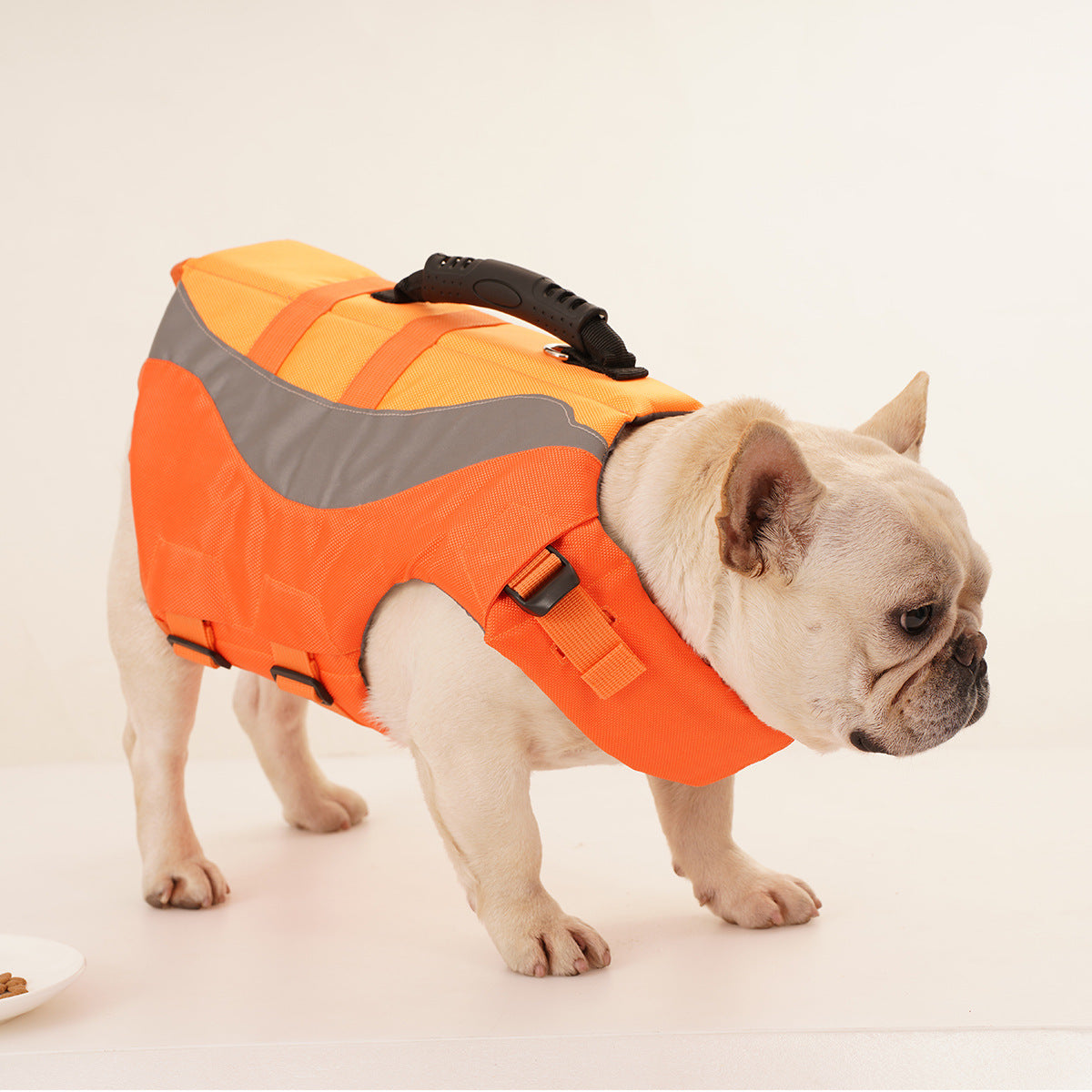 KFX-1378877 Adjustable Reflective Dog Life Jacket for Safe Swimming - Orange & Green Sizes XS-XXL