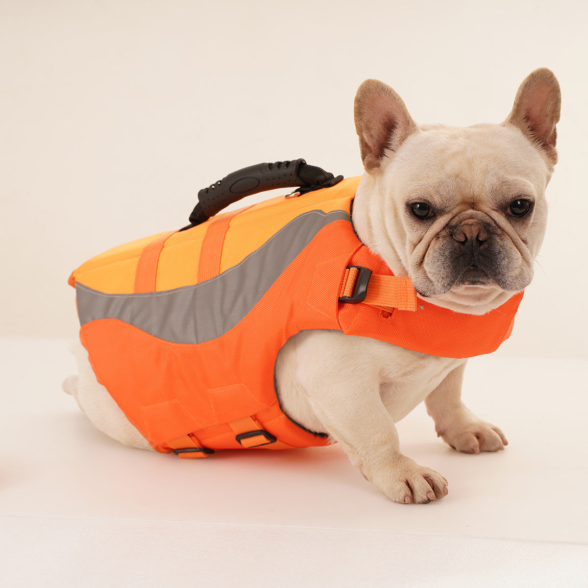 KFX-1378877 Adjustable Reflective Dog Life Jacket for Safe Swimming - Orange & Green Sizes XS-XXL