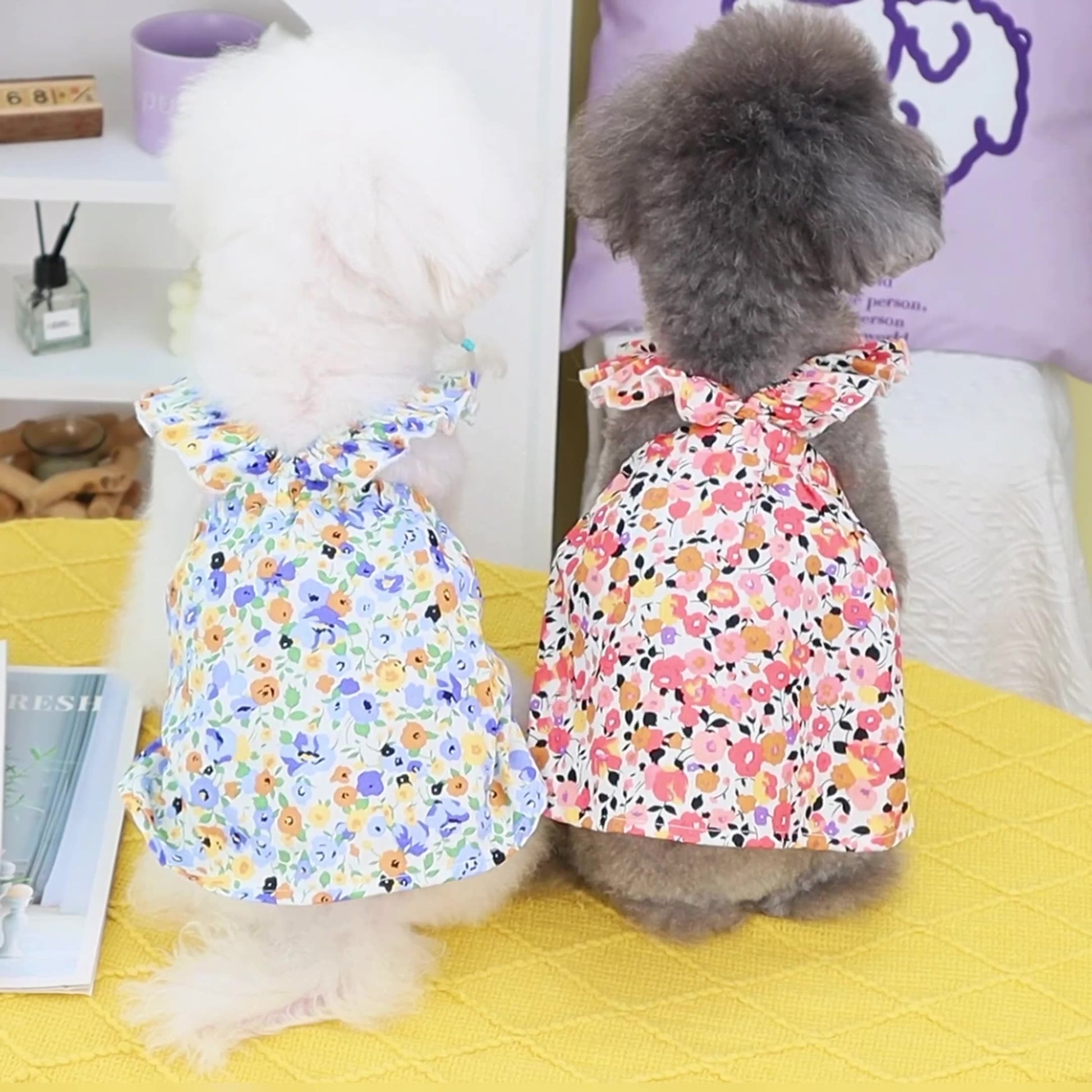 KFX-1379645 Casual Cross Flower Skirt for Small and Medium Dogs, Red or Blue, Multiple Sizes Available
