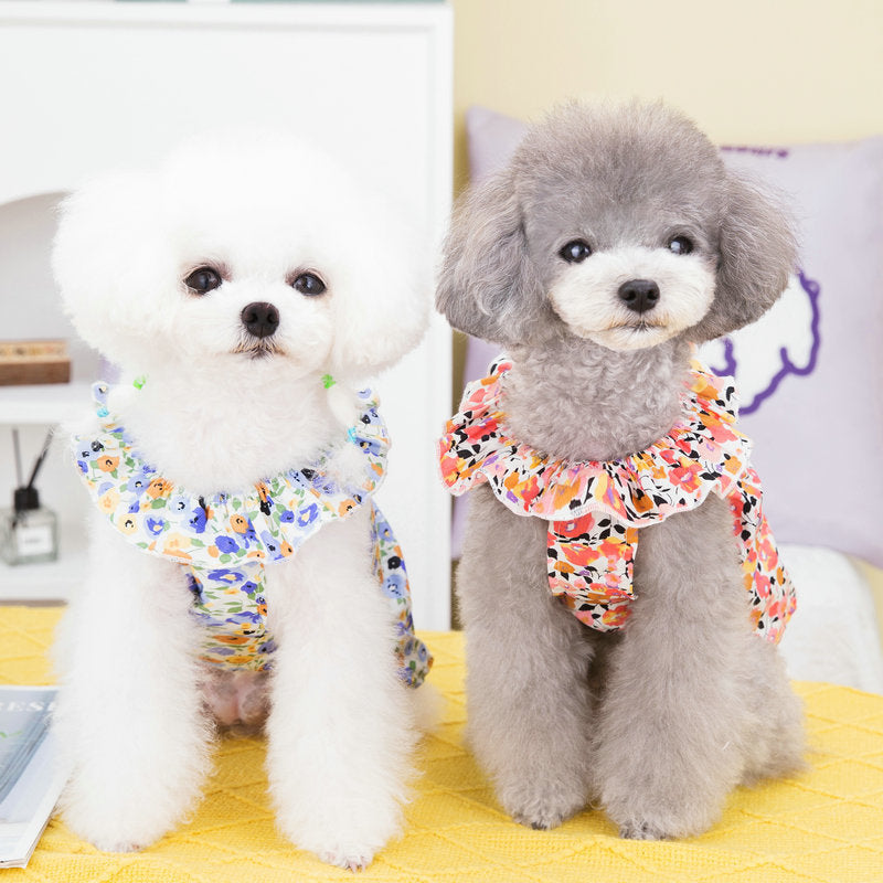 KFX-1379645 Casual Cross Flower Skirt for Small and Medium Dogs, Red or Blue, Multiple Sizes Available