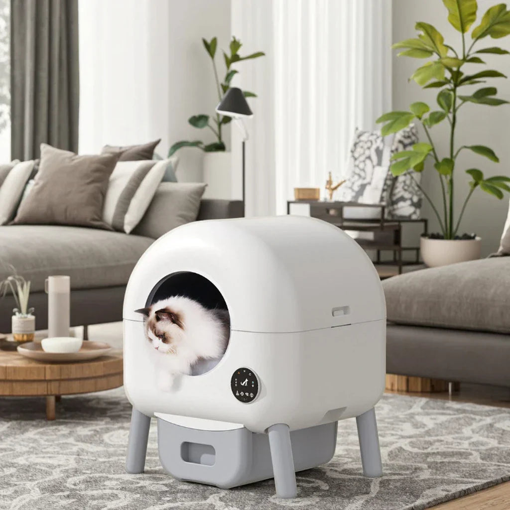 KFX-138067 Large Automatic Self-Cleaning Cat Litter Box with Safety Anti-Pinch Design, 80L Capacity
