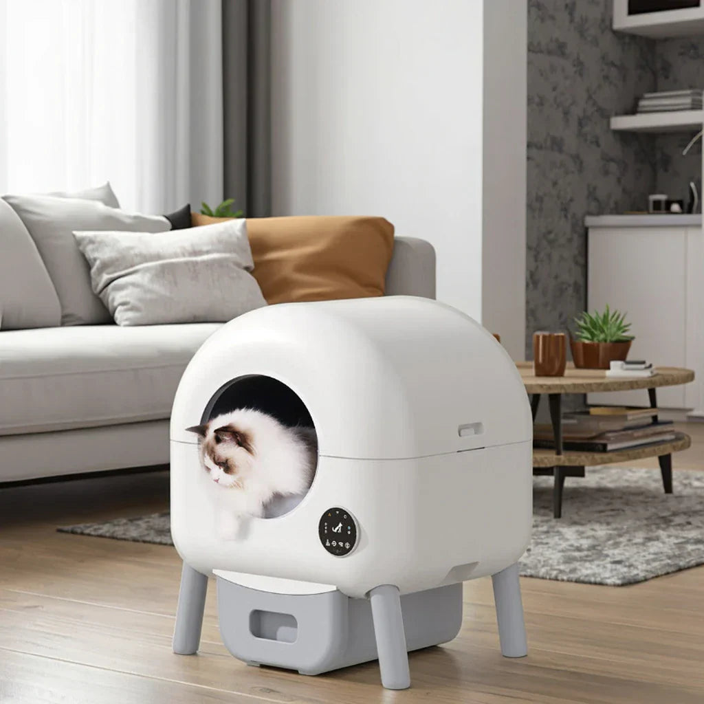 KFX-138067 Large Automatic Self-Cleaning Cat Litter Box with Safety Anti-Pinch Design, 80L Capacity