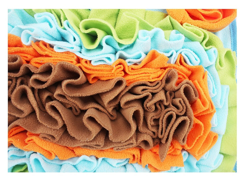 KFX-1382077 Dog Sniffing Pad - Macaron Square Design, Canvas and Fleece, Non-Slip Bottom, 50x45 cm, 400g