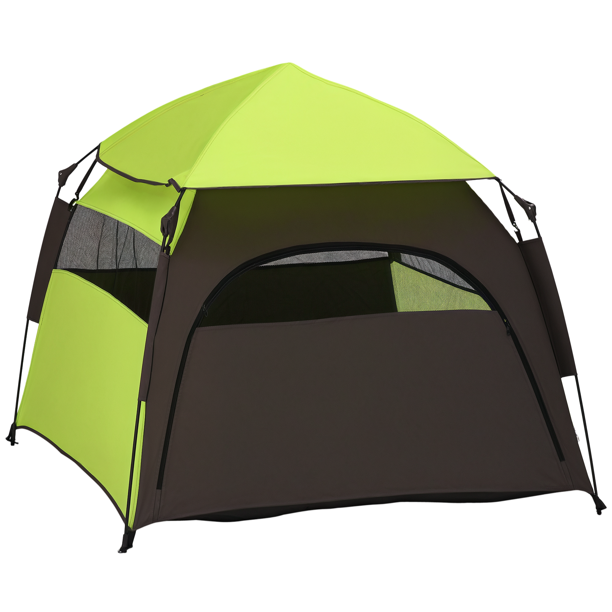 KFX-1382717 Extra Large Portable Dog Tent for Camping and Home Use, Lightweight Pet Shelter with Carrying Bag and Ground Pegs, Green/Gray