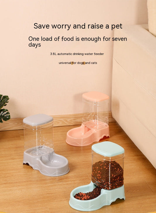 KFX-1383229 Large Capacity Automatic Pet Feeder and Water Fountain Combo - 3.8L Food and Water Dispenser