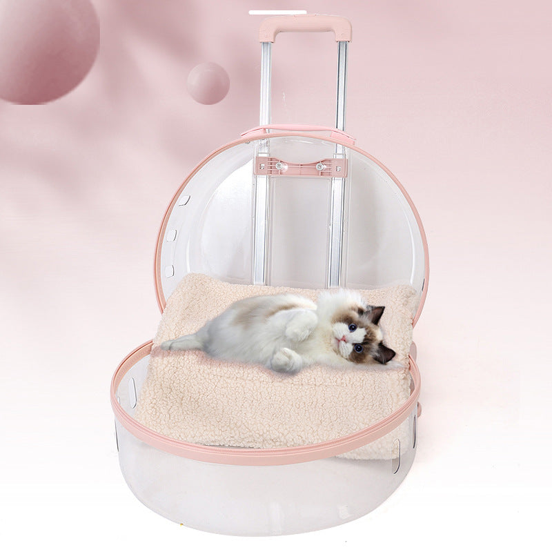 KFX-1383485 Transparent PC Pet Travel Trolley Bag with Reinforced Design, 10L Capacity