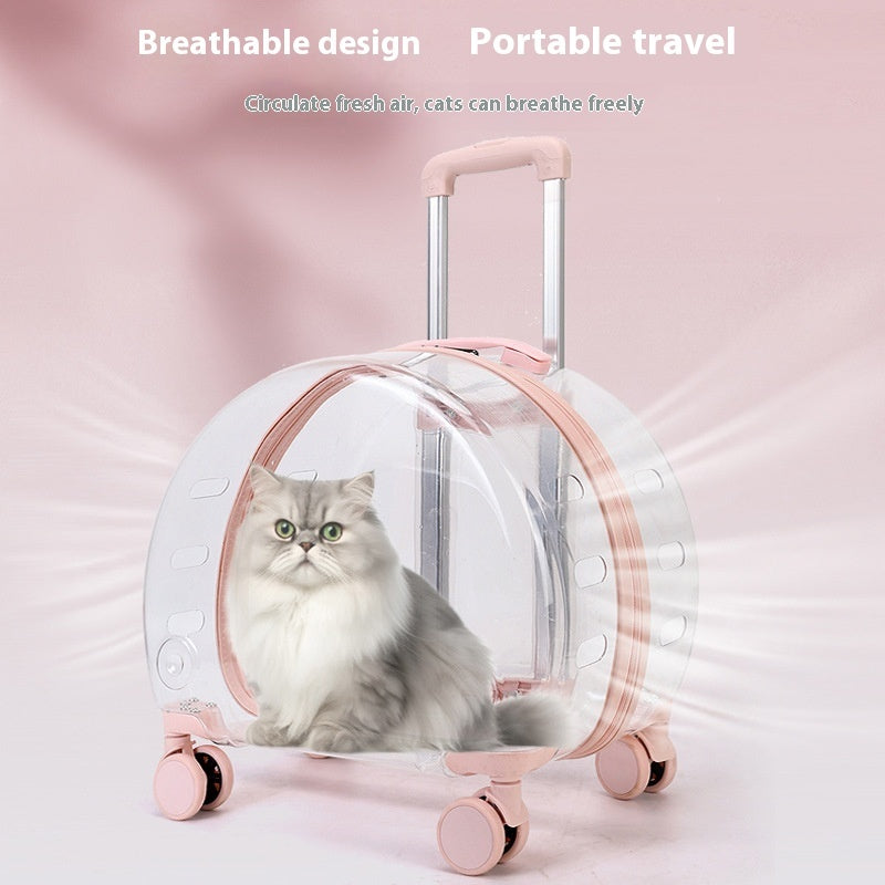 KFX-1383485 Transparent PC Pet Travel Trolley Bag with Reinforced Design, 10L Capacity