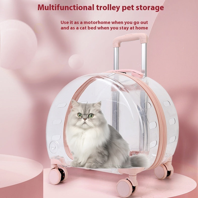 KFX-1383485 Transparent PC Pet Travel Trolley Bag with Reinforced Design, 10L Capacity
