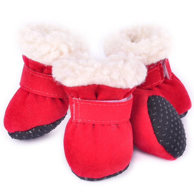 KFX-1383869 Waterproof Winter Dog Boots for Small Breeds - Anti-Slip, Warm, and Comfortable Footwear for Rain and Snow