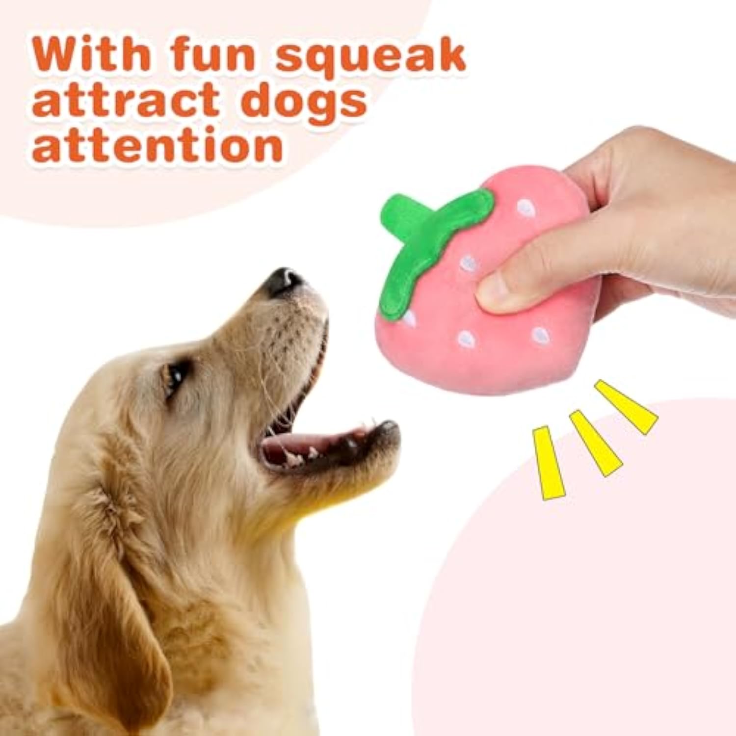 KFX-1384509 Soft Strawberry Plush Squeaky Toy for Dogs - Interactive Chew Toy for Teething and Playtime Fun