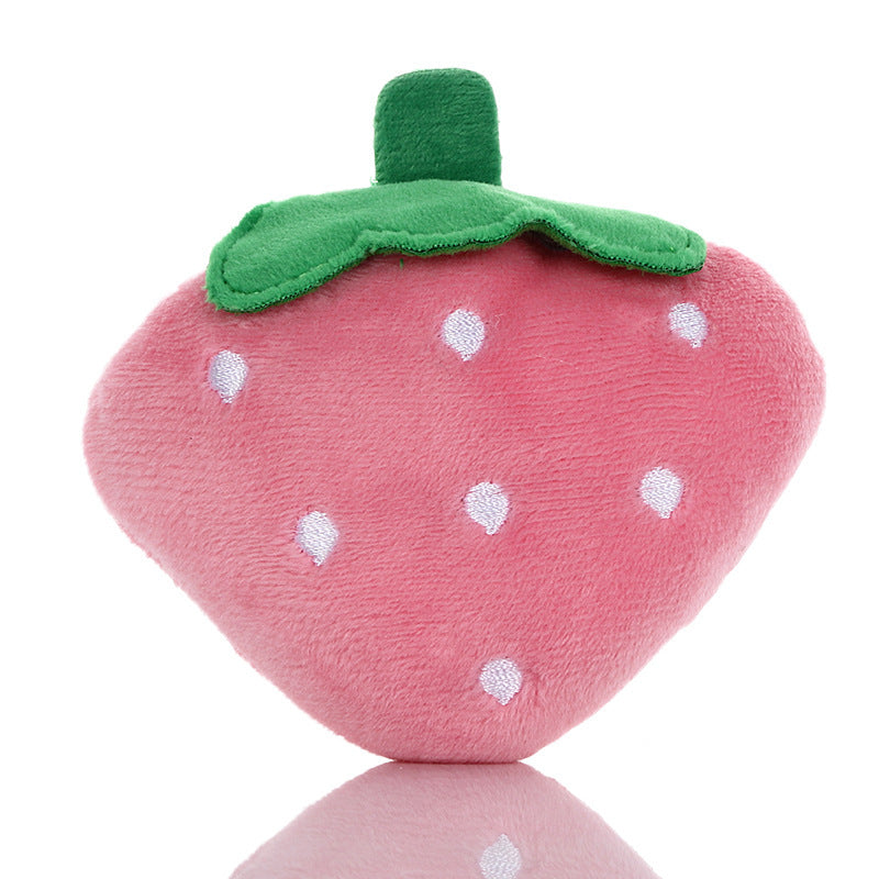KFX-1384509 Soft Strawberry Plush Squeaky Toy for Dogs - Interactive Chew Toy for Teething and Playtime Fun